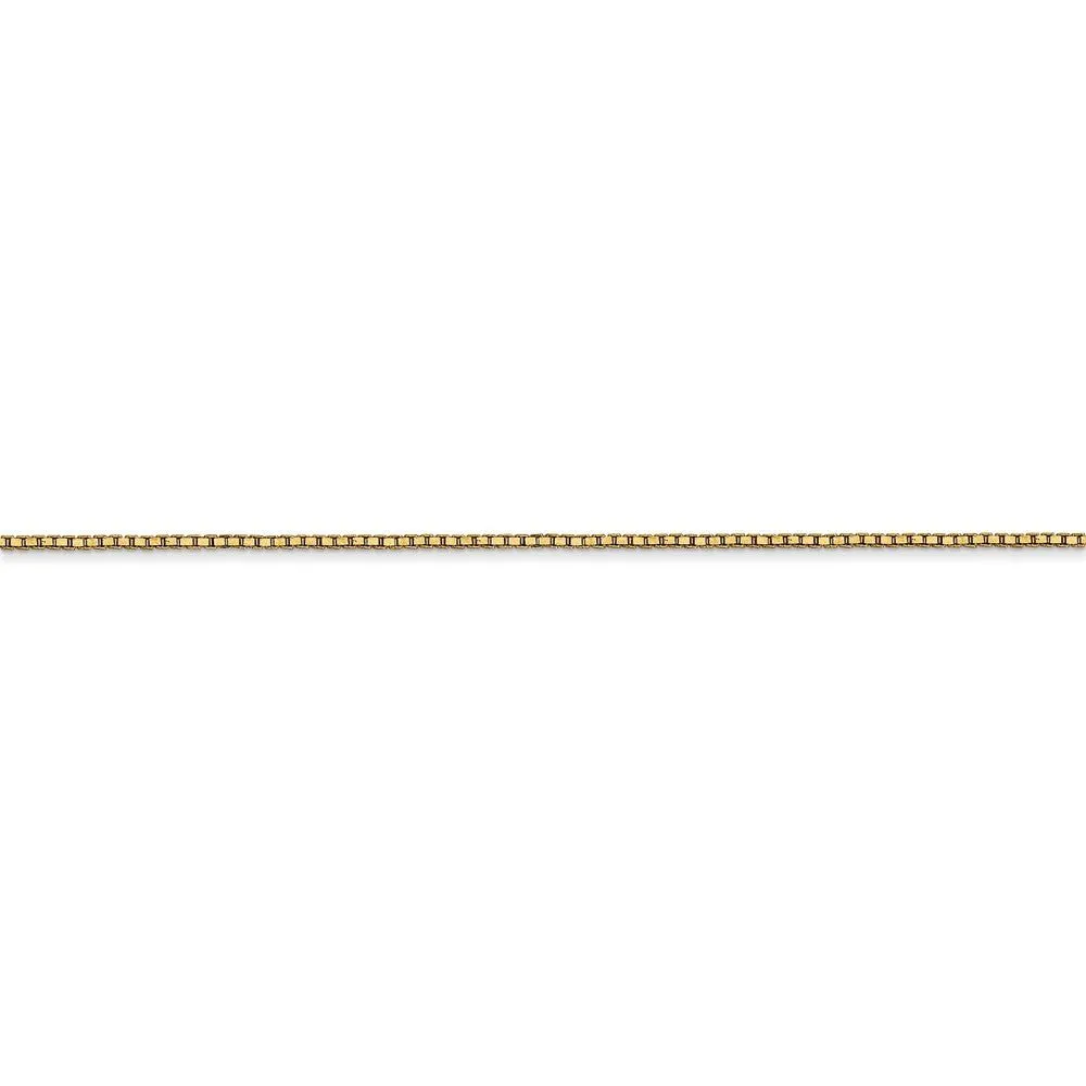 0.9mm, 14k Yellow Gold, Solid Box Chain Bracelet