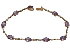 14k Rose Gold Pink Amethyst and .57cttw Diamond Bracelet