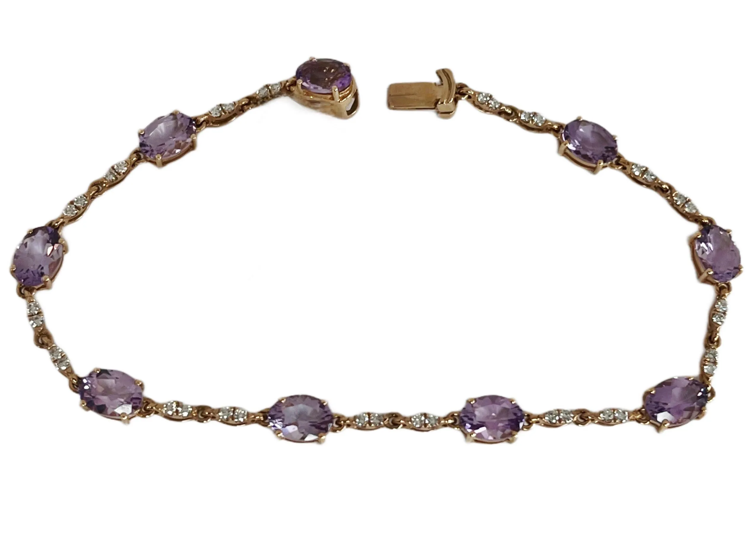 14k Rose Gold Pink Amethyst and .57cttw Diamond Bracelet