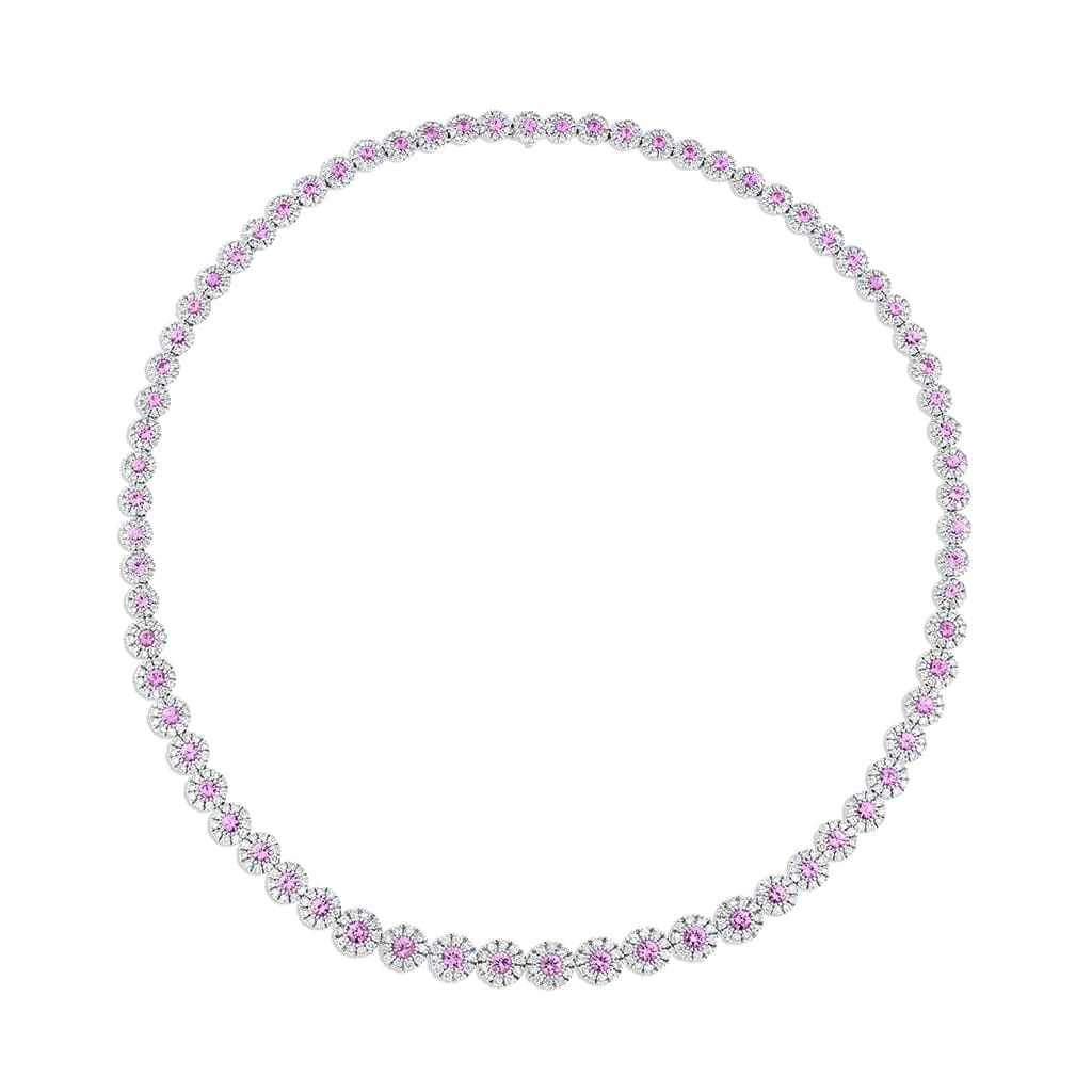 14kt White Gold 6.89ctw Pink Sapphire and Diamond Necklace