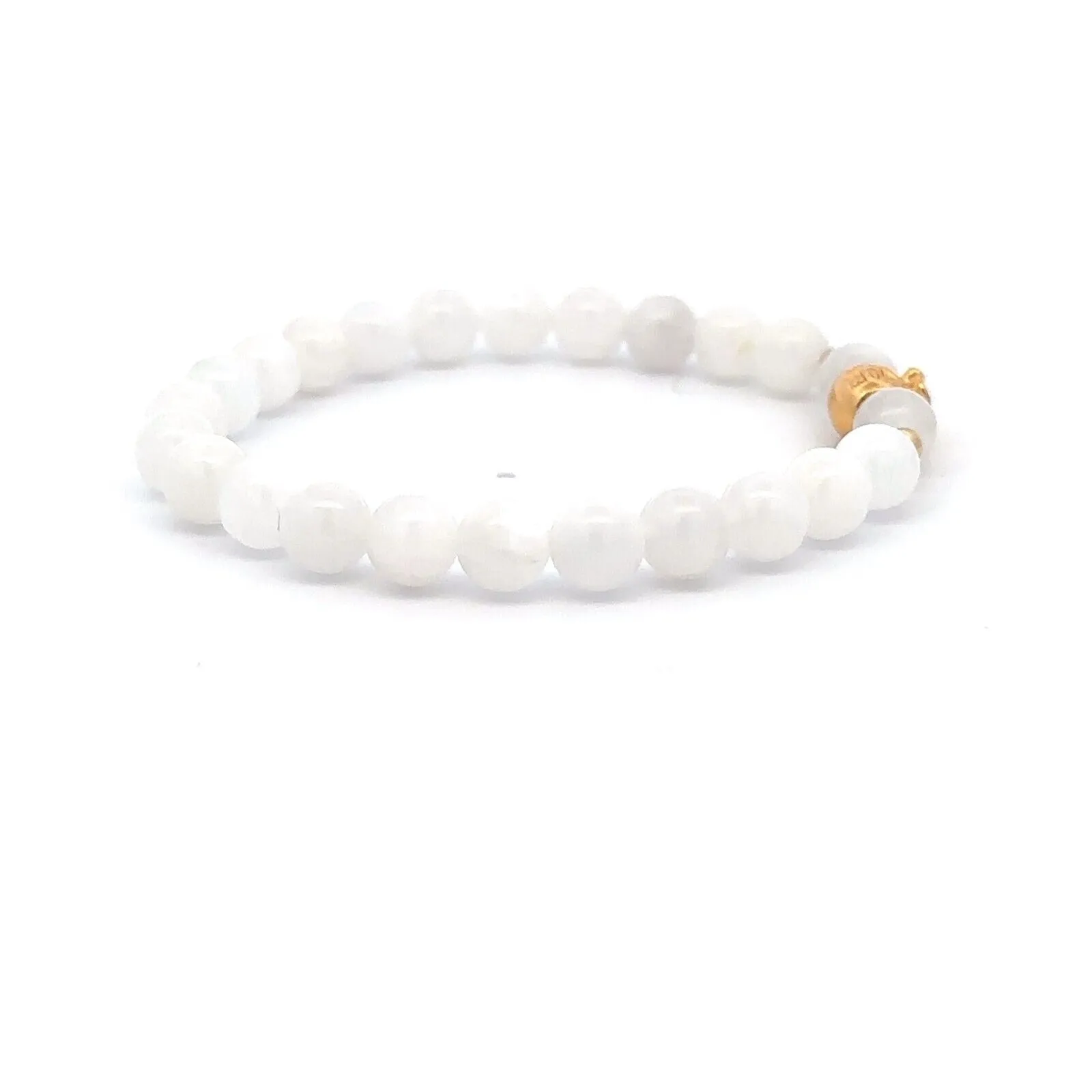 18K Gold Money Ball Lucky Charm Beads Bracelet Gemstones Moonstone 6mm