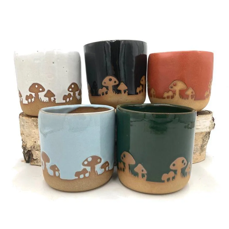 (20% Off) Planter - 4in Paprika Glazed Mushrooms by Ruby Farms Pottery