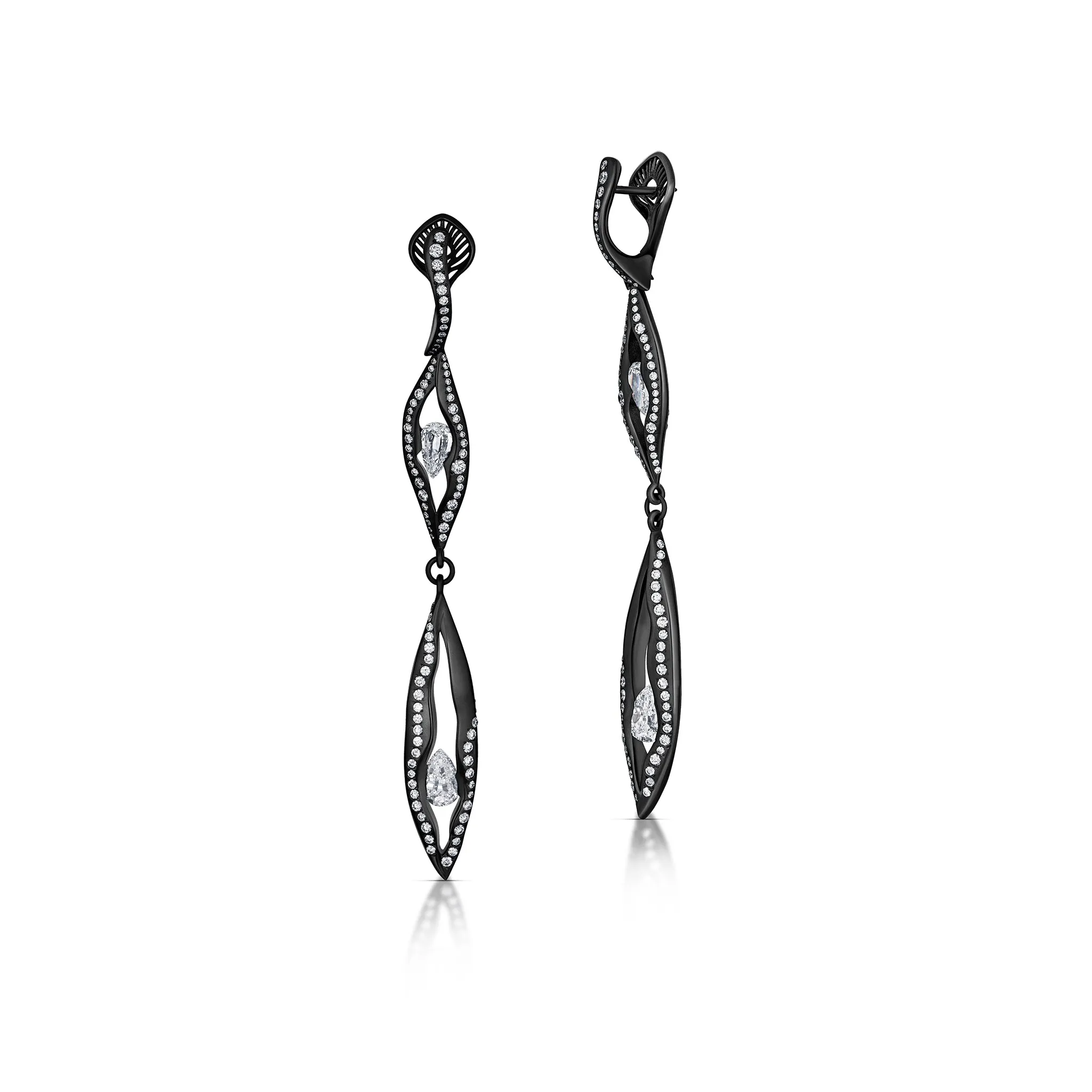 4.06 Carat Diamond and Titanium Dangle Earrings