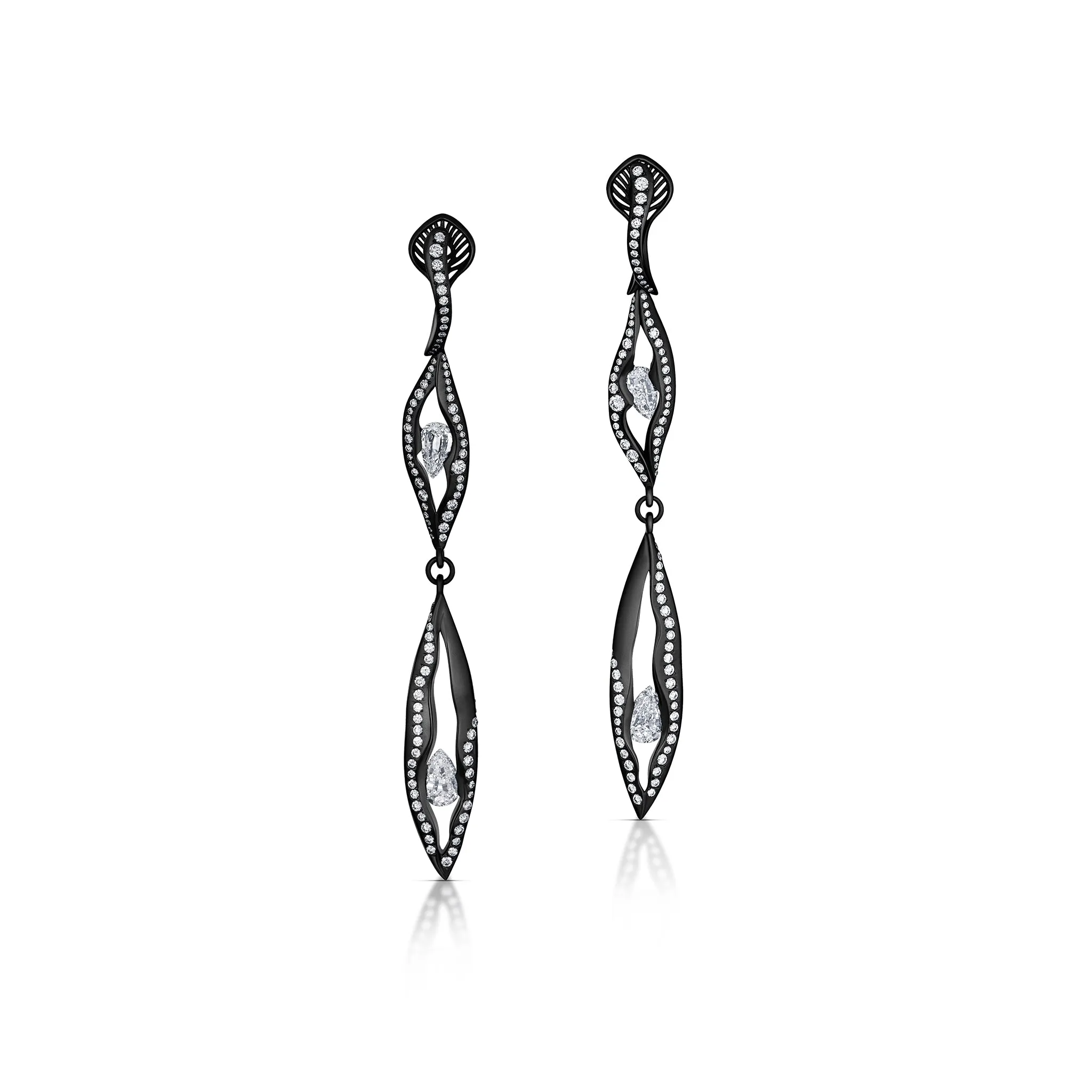 4.06 Carat Diamond and Titanium Dangle Earrings