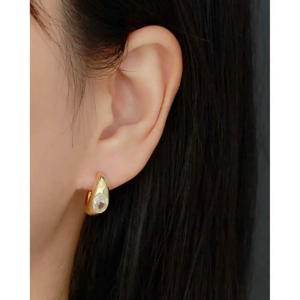925 Sterling Silver Stud Earrings Charm Jewelry - C-shaped Metal - YH0453
