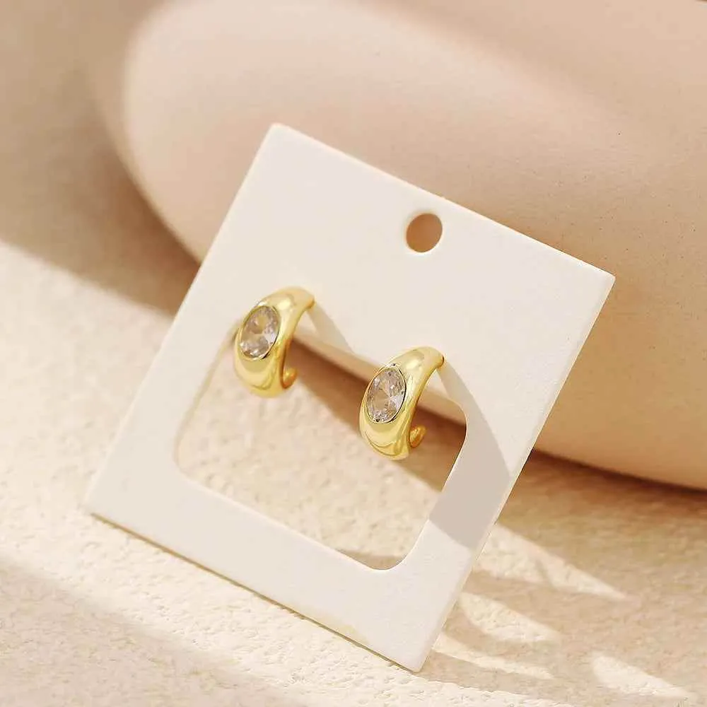 925 Sterling Silver Stud Earrings Charm Jewelry - C-shaped Metal - YH0453