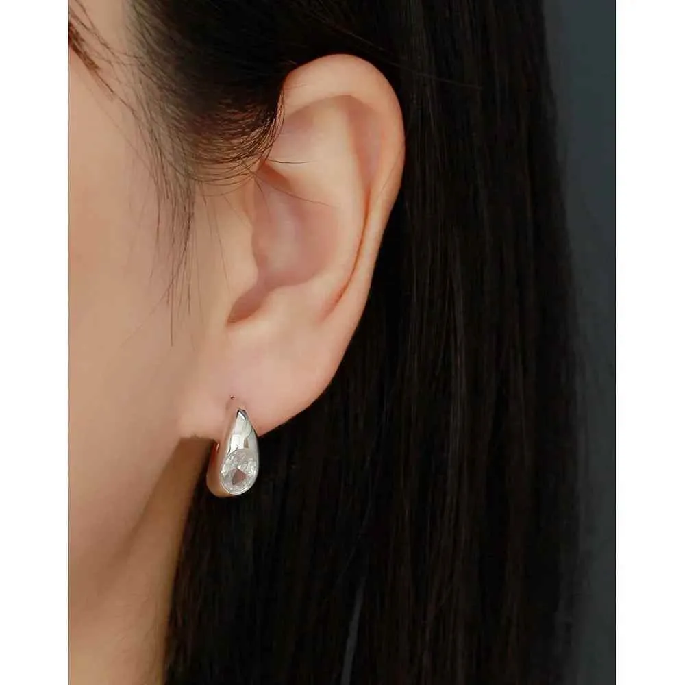 925 Sterling Silver Stud Earrings Charm Jewelry - C-shaped Metal - YH0453