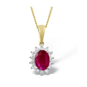 Acotis Diamonds 9K Gold 0.21ct Diamond Ruby Pendant E2709