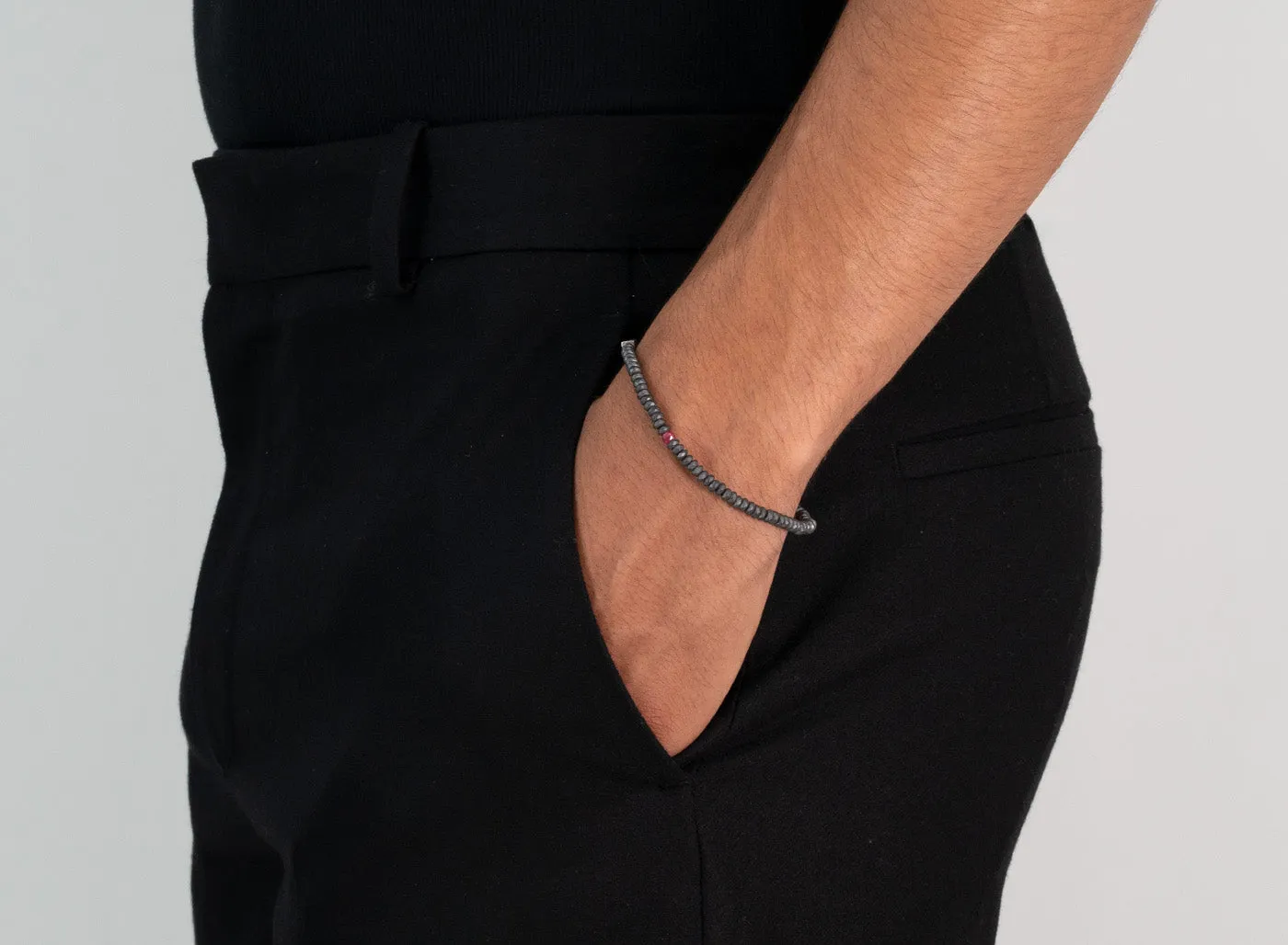 BEADED STONES HEMATITE BRACELET 264