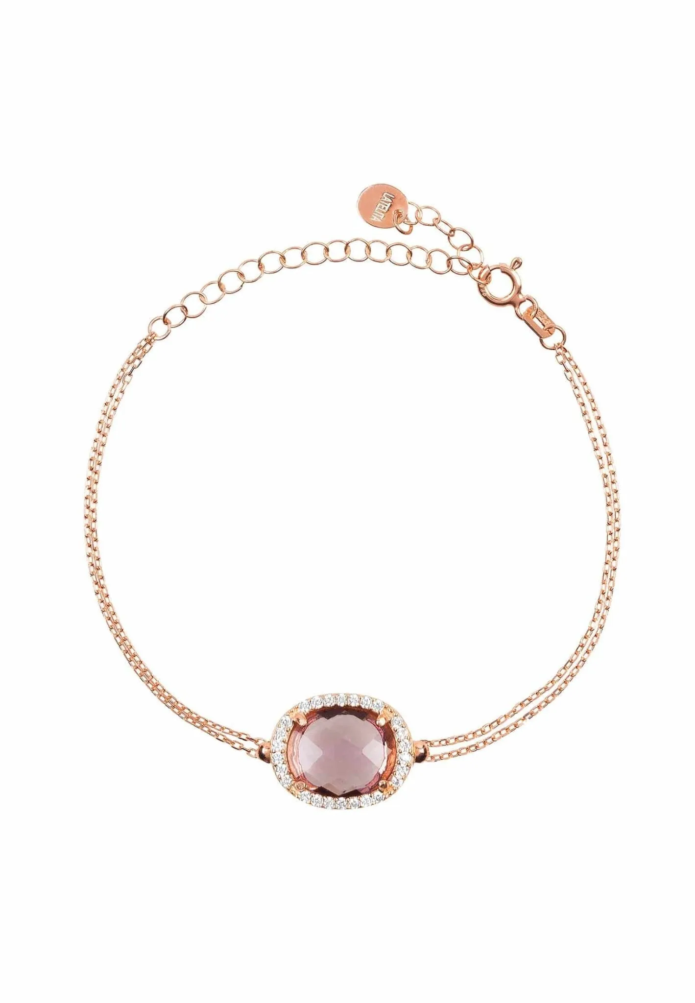 Beatrice Oval Gemstone Bracelet Rose Gold Amethyst Hydro