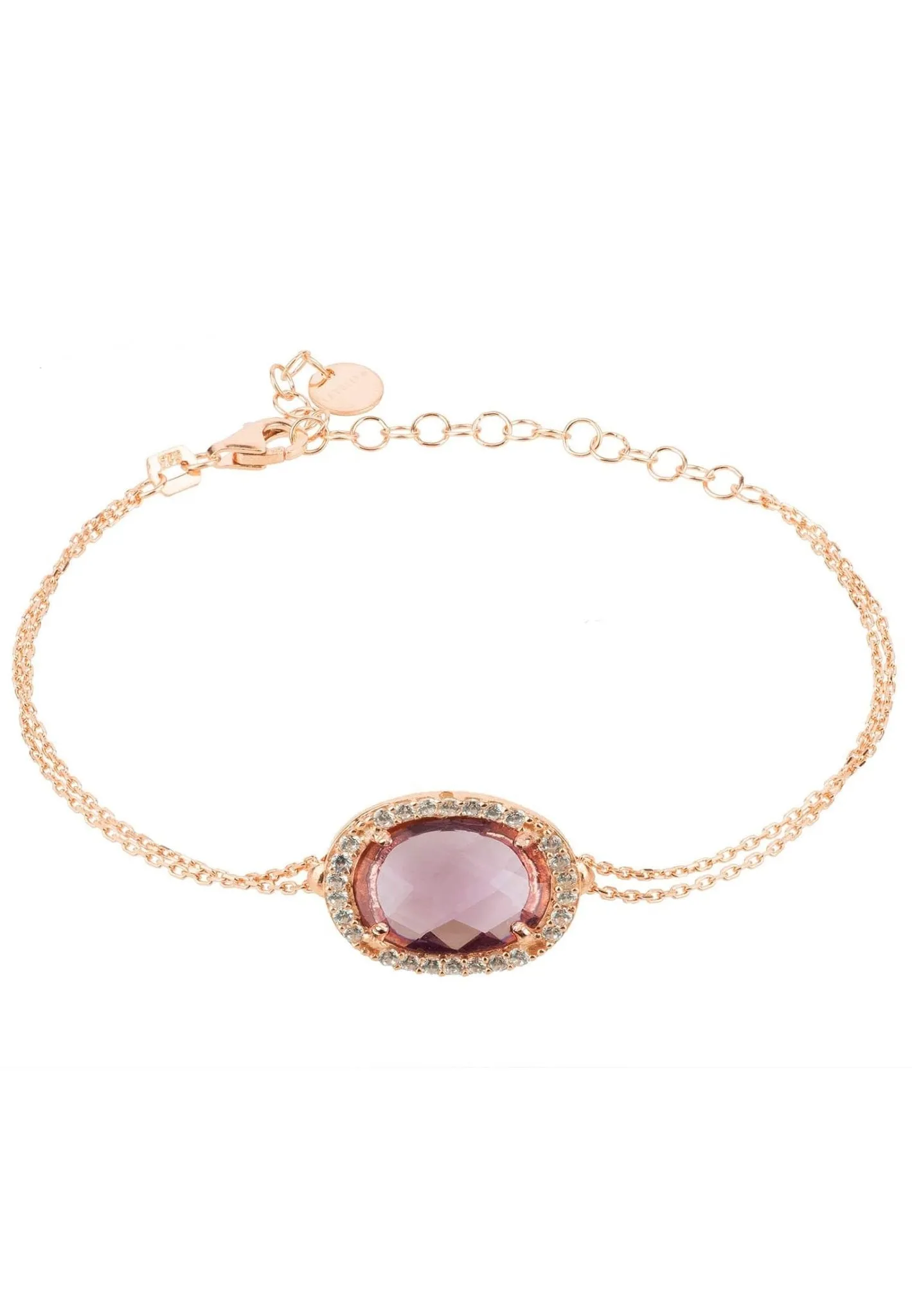 Beatrice Oval Gemstone Bracelet Rose Gold Amethyst Hydro