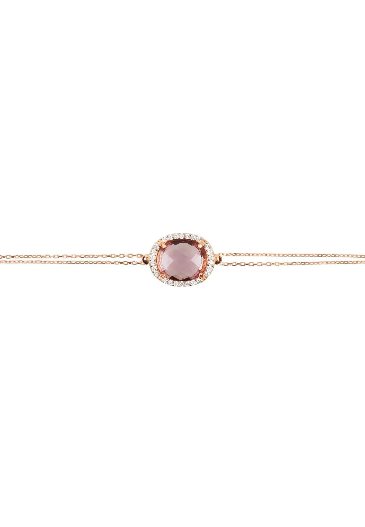 Beatrice Oval Gemstone Bracelet Rose Gold Amethyst Hydro