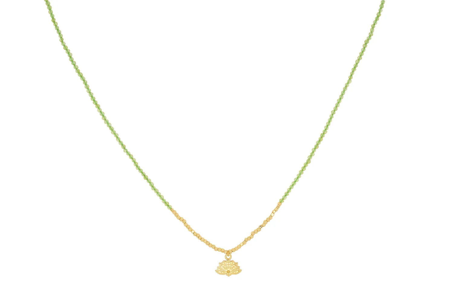 Bia Gold Peridot Lotus Charm Necklace