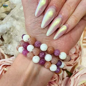 Cancer Bracelet (Moonstone, Mother of Pearl and Ruby) *High Quality* for Empowerment and Strength