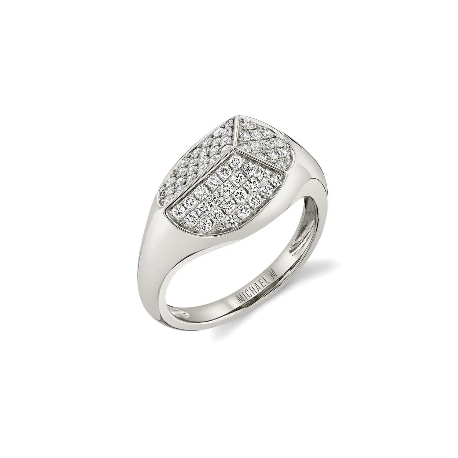 Carve Signet Ring with Pavé F465