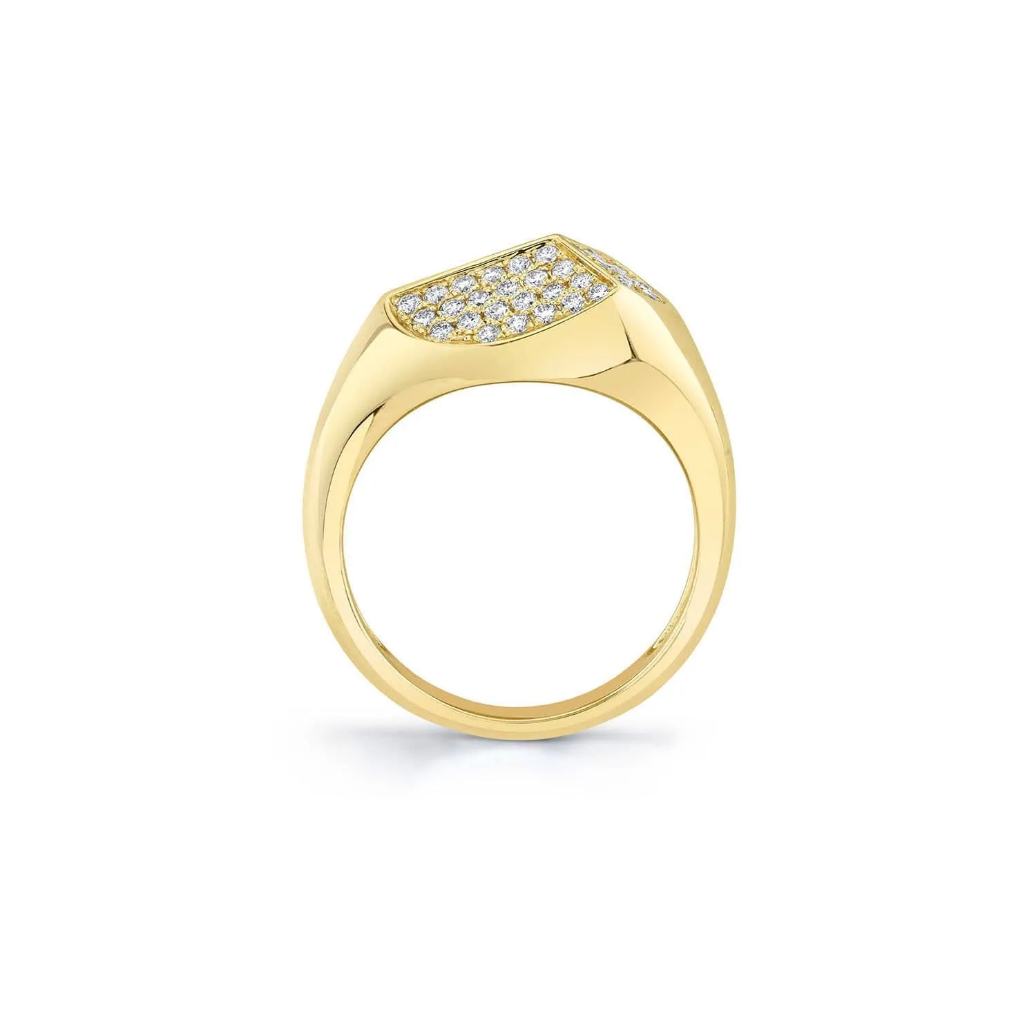 Carve Signet Ring with Pavé F465