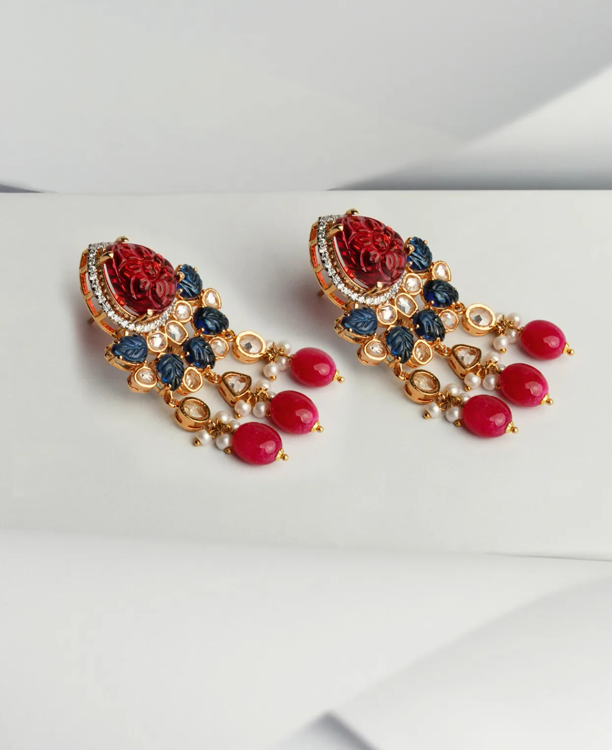 Carved Pinks & Sapphires