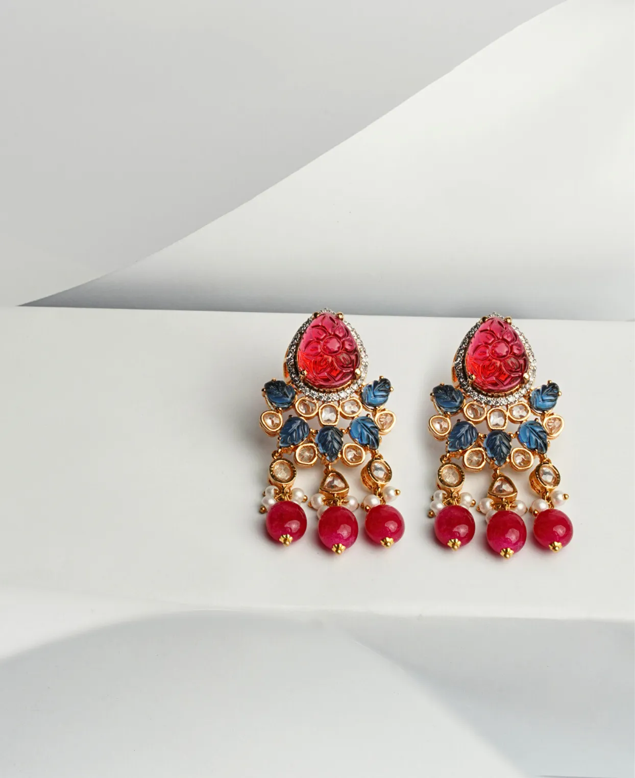 Carved Pinks & Sapphires