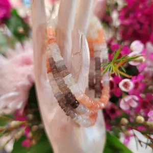Champagne Moonstone, Peach Moonstone, Silver Moonstone Rondelle Bracelet for New Beginnings