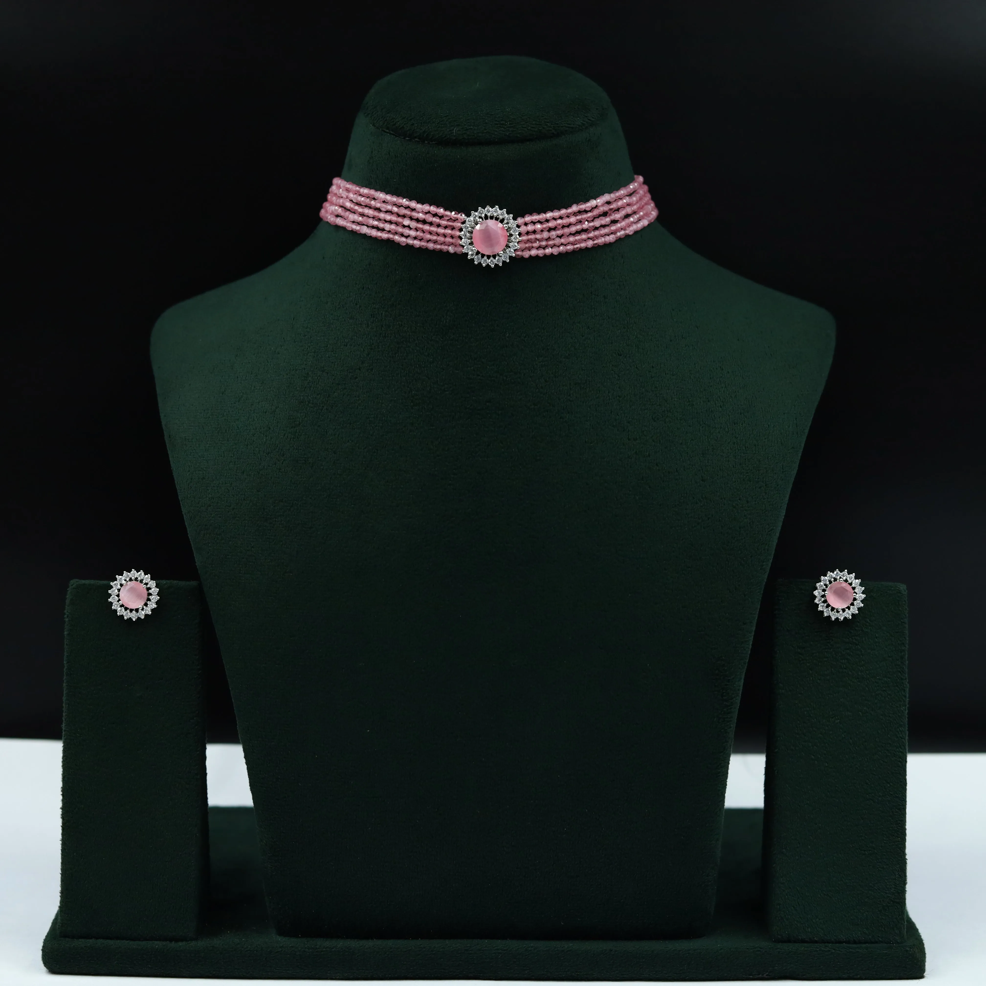 Choker Zircon/AD Necklace Set 7180-33