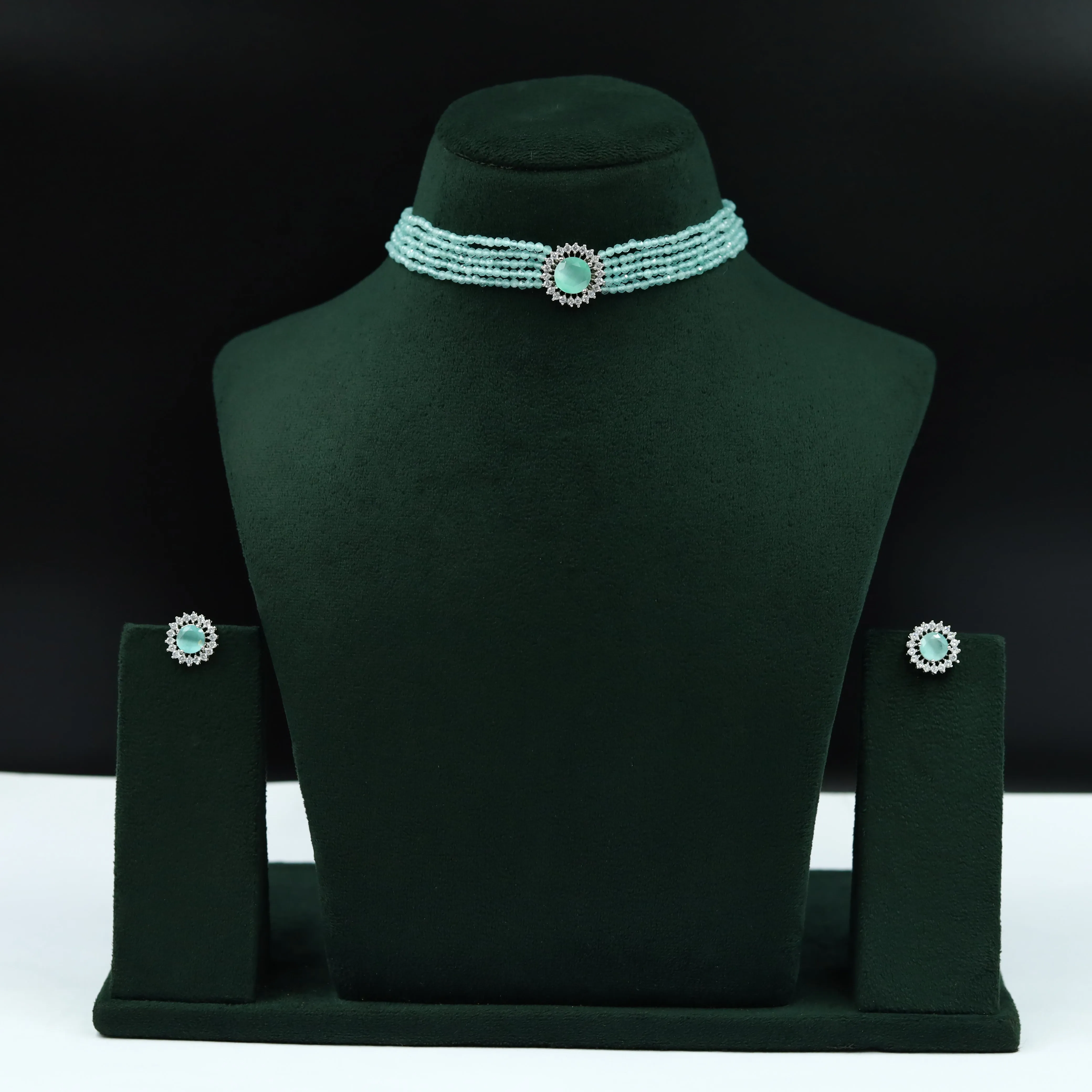 Choker Zircon/AD Necklace Set 7180-33