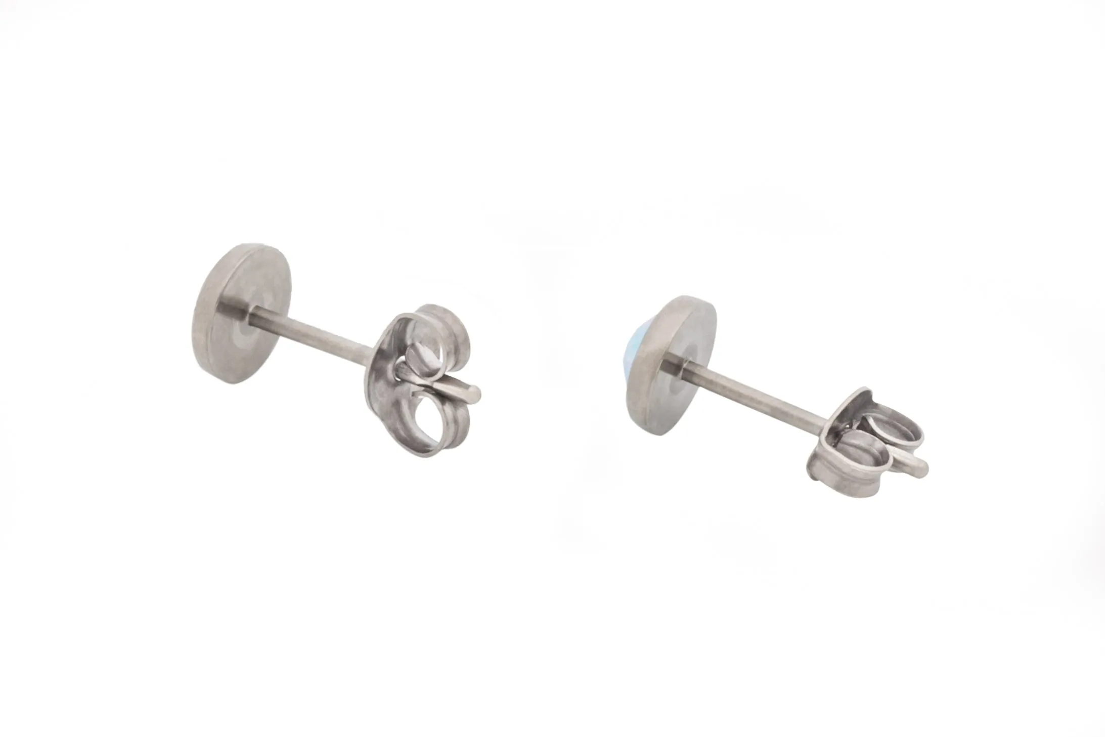 Cobalt Swarovski Crystal Bezel (Pure Titanium Stud Earrings)