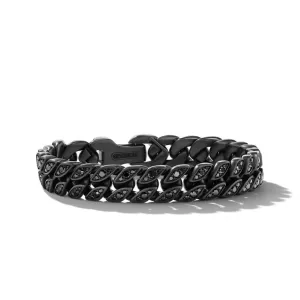 David Yurman Curb Chain Black Titanium with Black Diamonds 11.5mm Bracelet - Medium