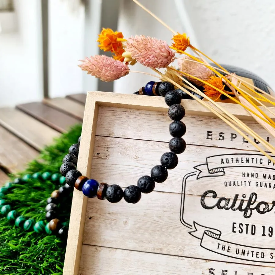 Dawn Moonstone Lava Bracelet