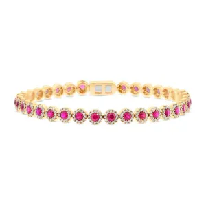 Diamond & 3.65ct Ruby 14k Yellow Gold Bracelet - 1.28ct