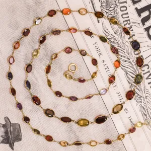 Edwardian "Harlequin" Multi-gem Long Rivière Necklace