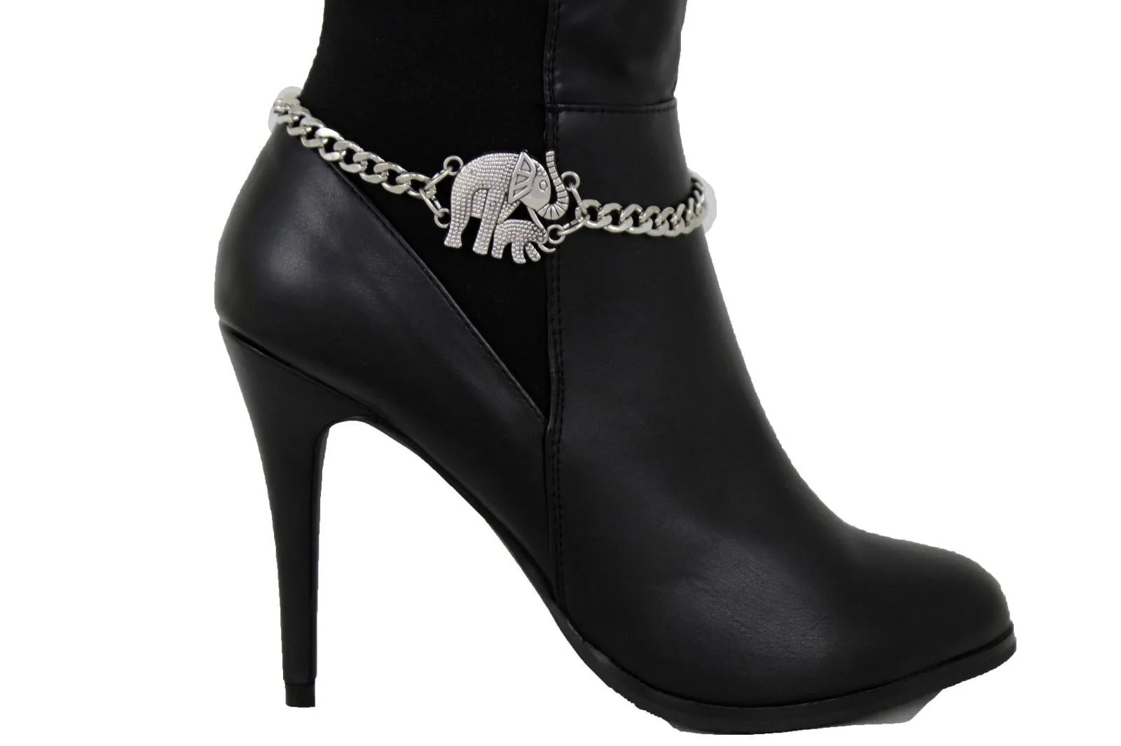 Elephant & Calf Charm Boot Chain
