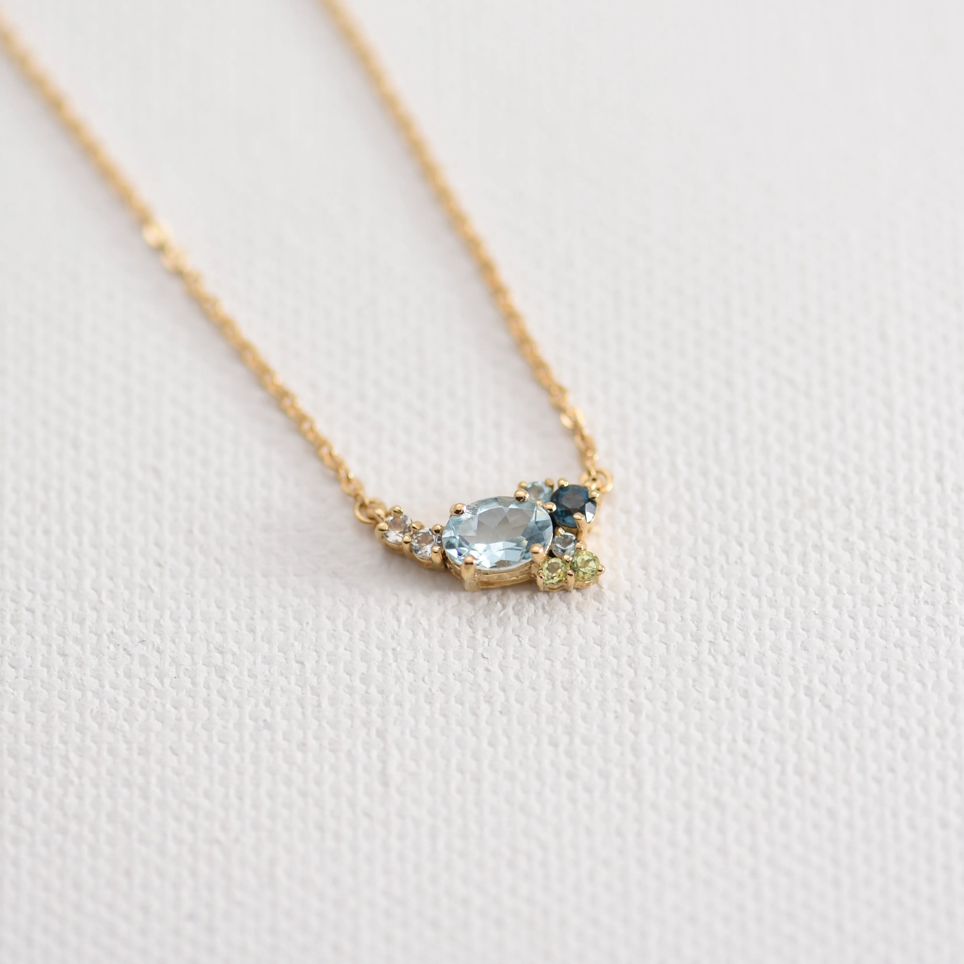 Elsa Aquamarine Cluster Necklace
