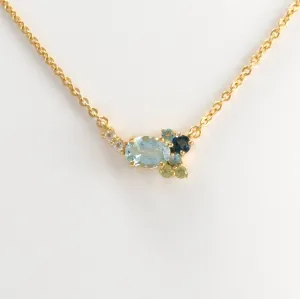 Elsa Aquamarine Cluster Necklace