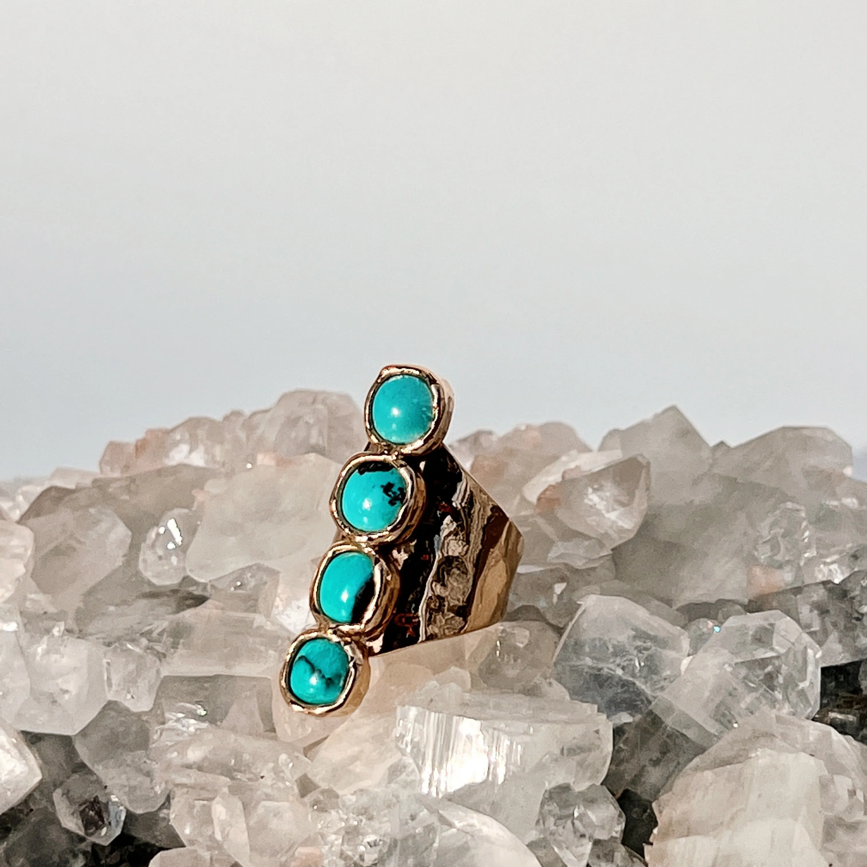 Four Stone Turquoise Signature Ring