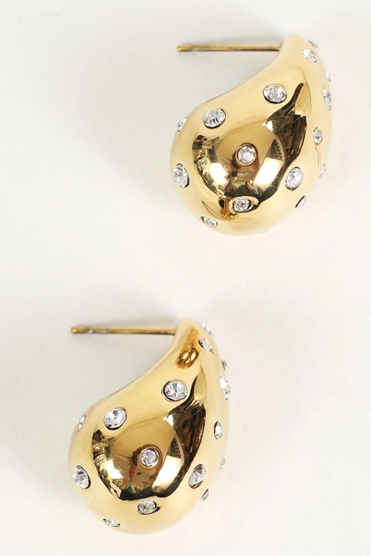 Gold Diamante Teardrop Earrings