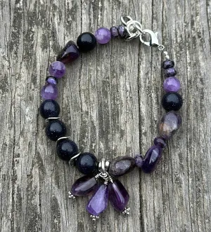 Goldstone & amethyst bracelet