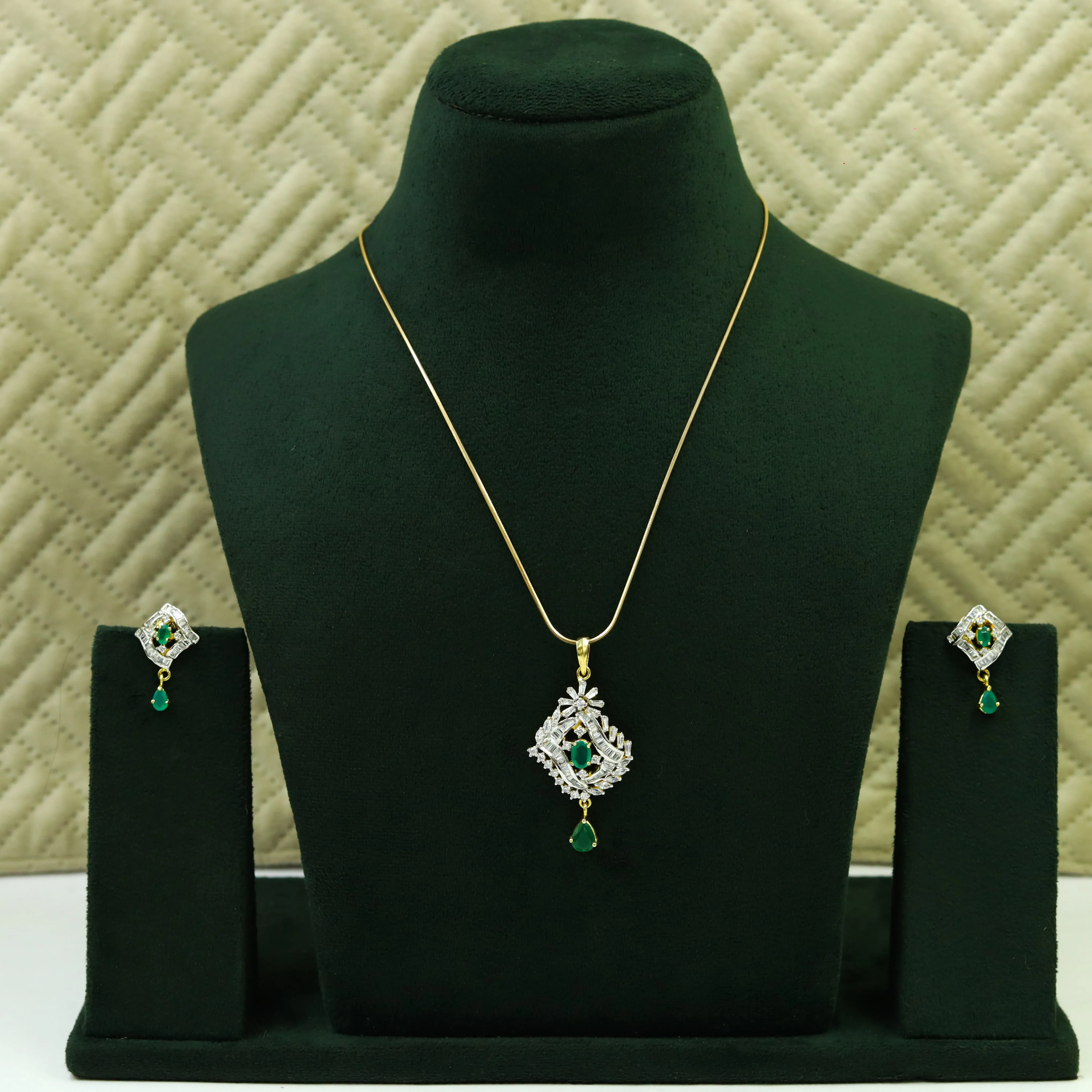 Green Zircon/AD Pendant Set 1258-5323