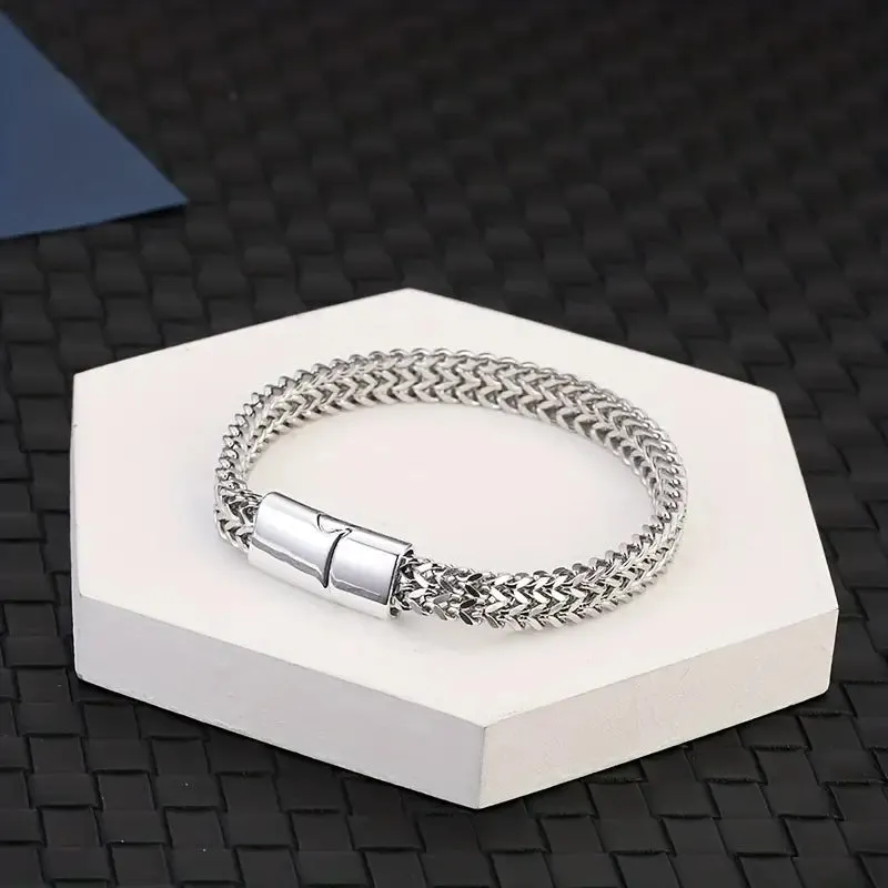 Men's Stainless Steel Braided Bracelet with Magnetic Clasp