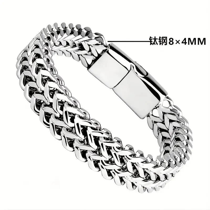 Men's Stainless Steel Braided Bracelet with Magnetic Clasp