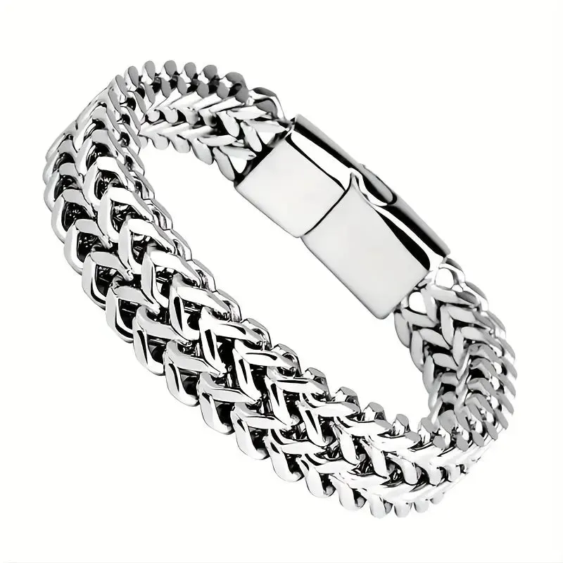 Men's Stainless Steel Braided Bracelet with Magnetic Clasp