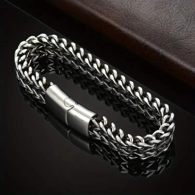 Men's Stainless Steel Braided Bracelet with Magnetic Clasp