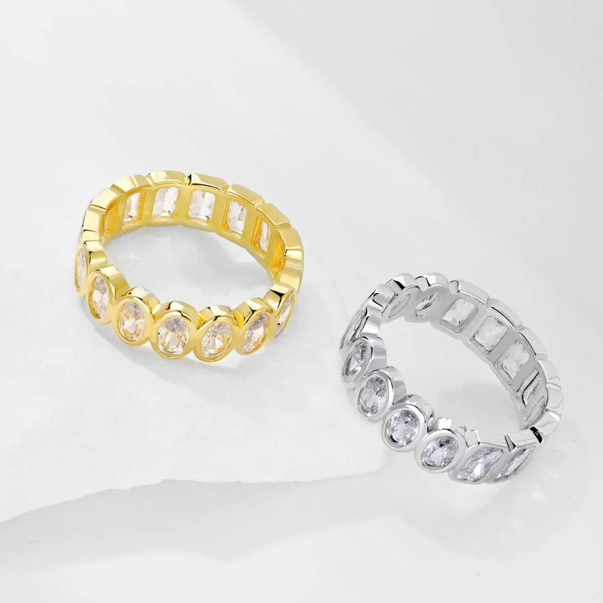 Mixed Cut Bezel Eternity Band