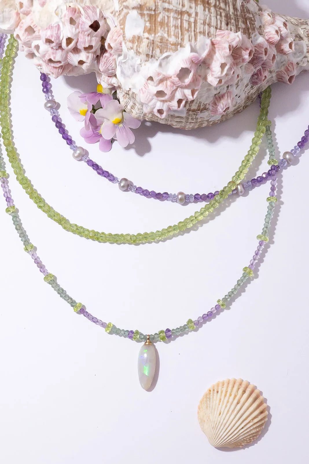 Necklace Gemstone Opal Hydrangea