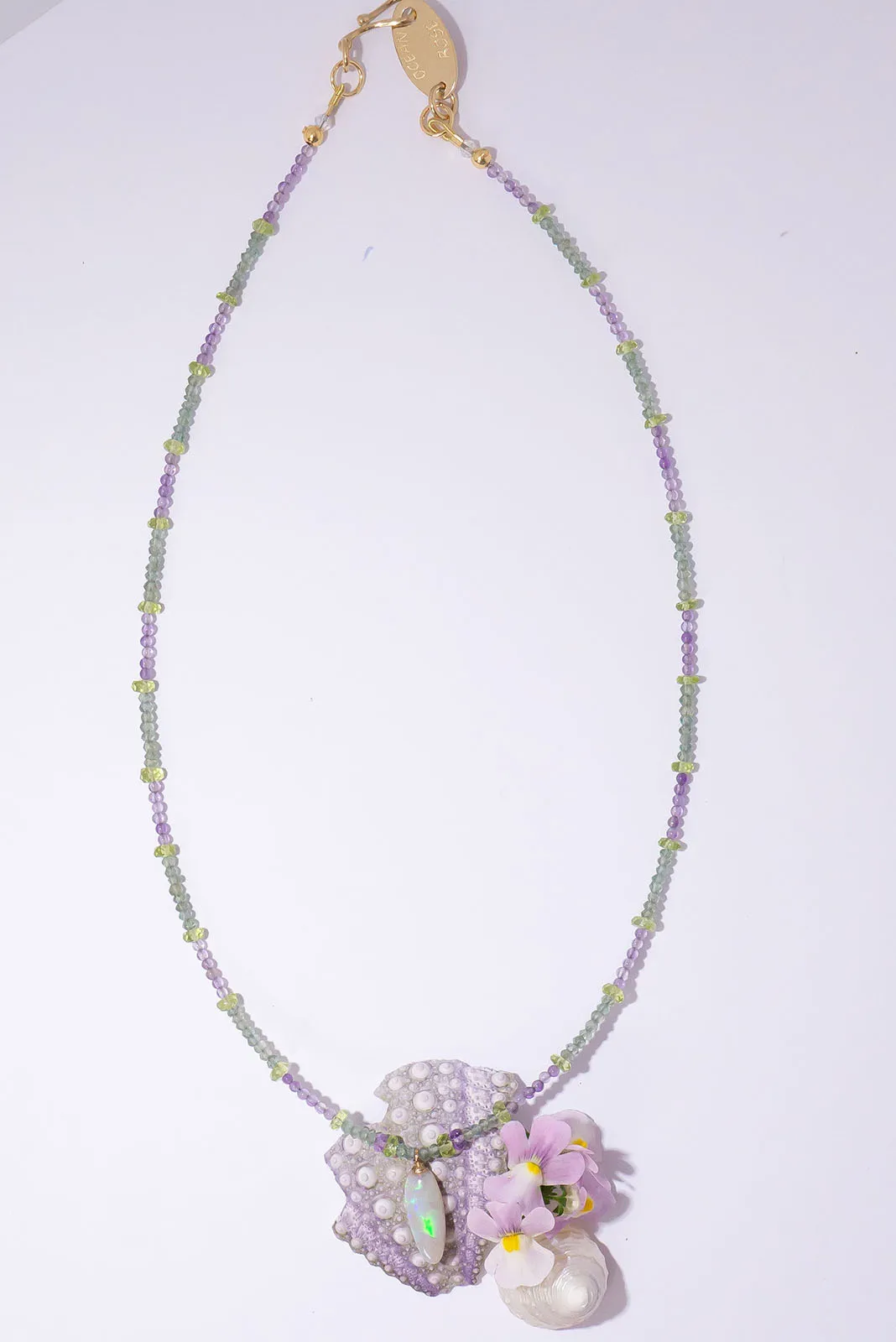 Necklace Gemstone Opal Hydrangea