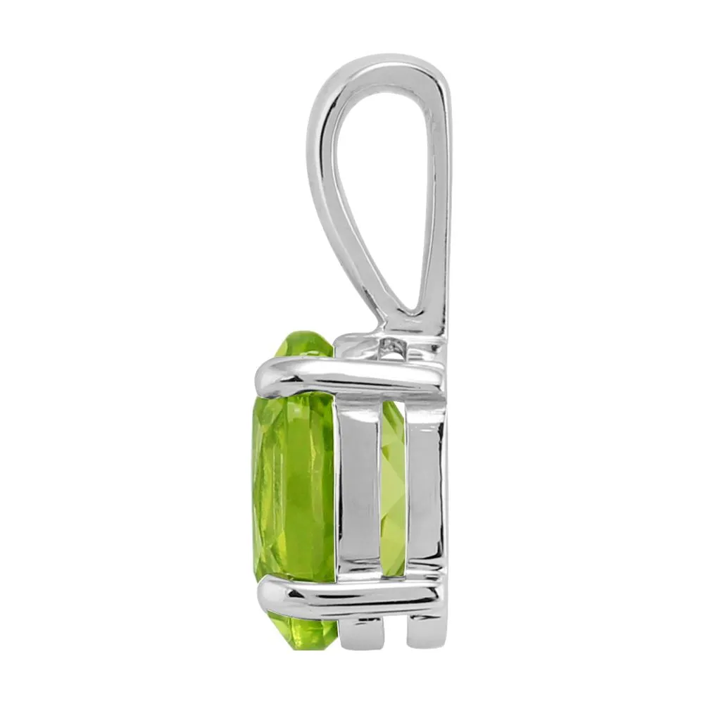 Pendentif Classique Or Blanc 375 Péridot Oval
