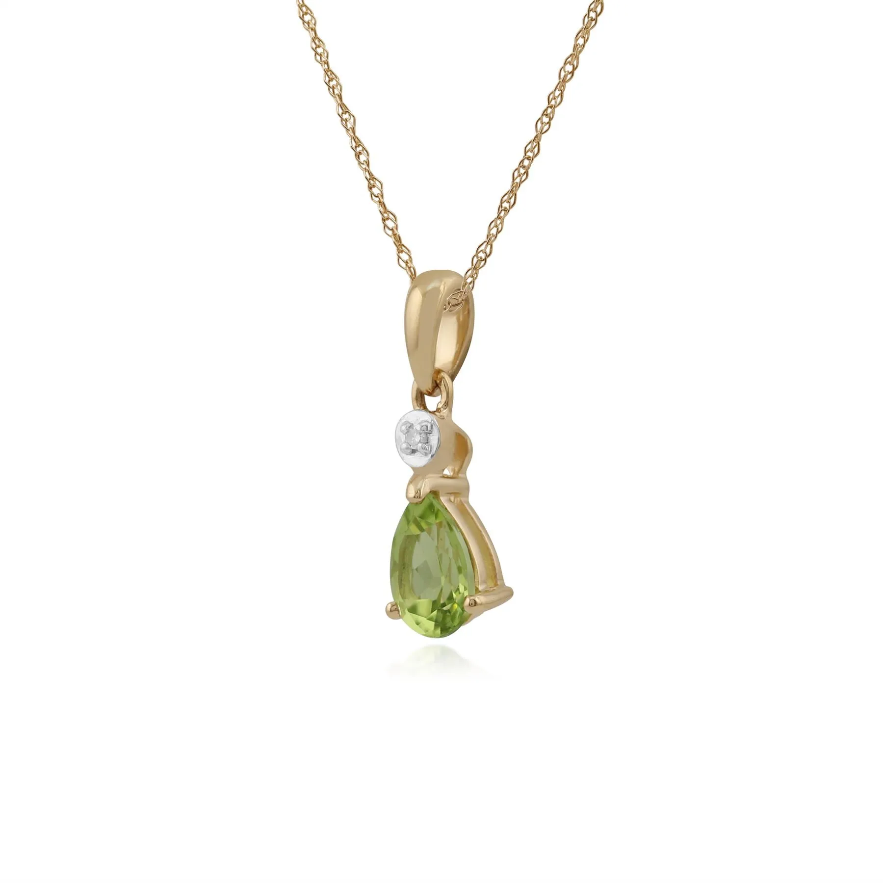 Pendentif Classique Or Jaune 375 Péridot Poire et Diamant