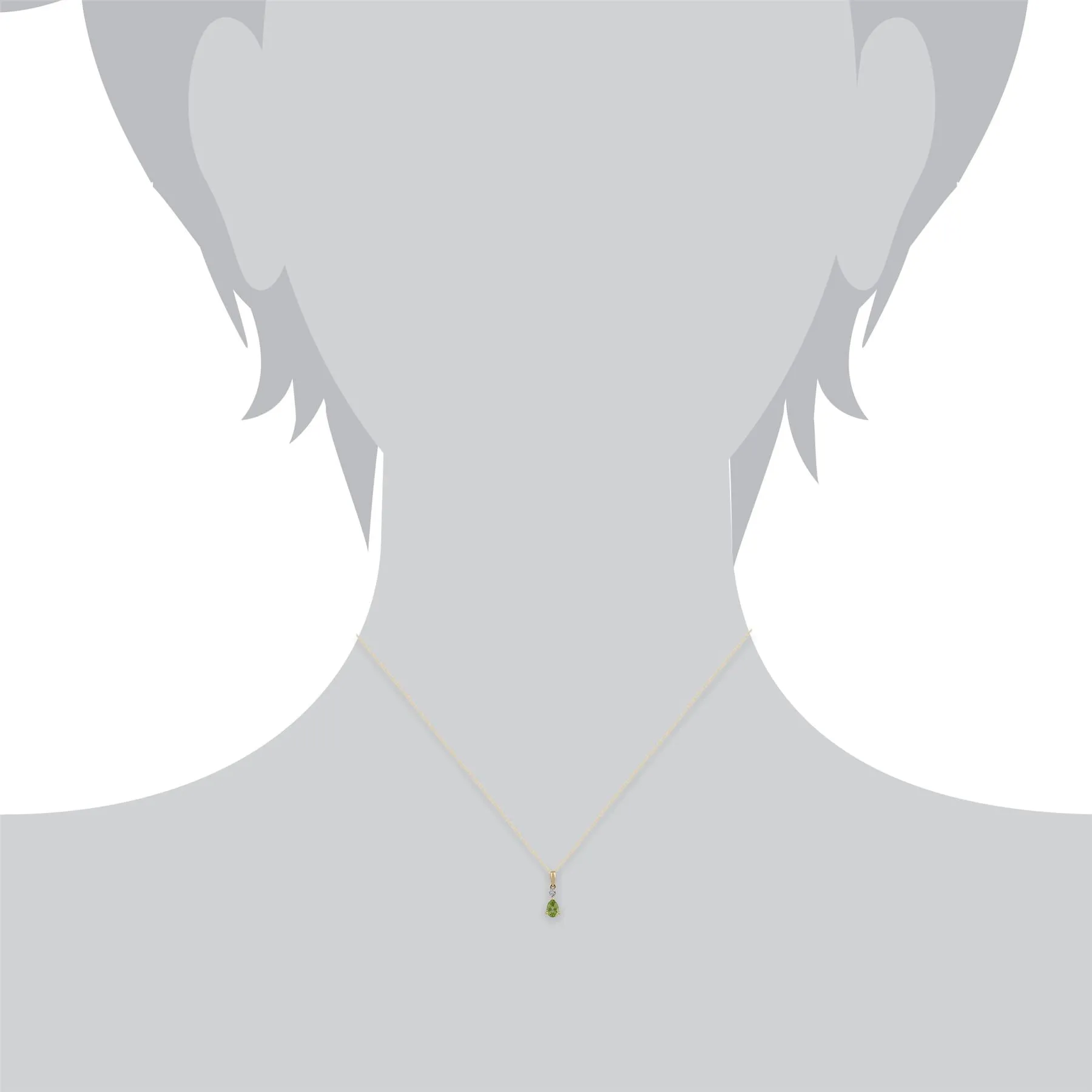 Pendentif Classique Or Jaune 375 Péridot Poire et Diamant
