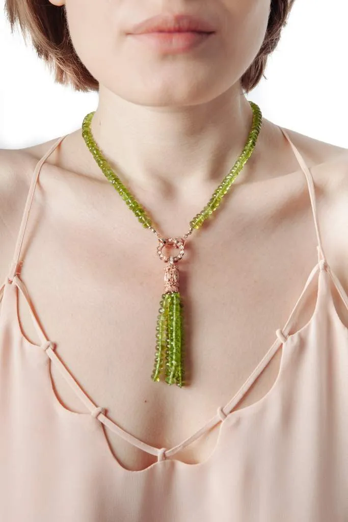 Peridot Tassel Necklace