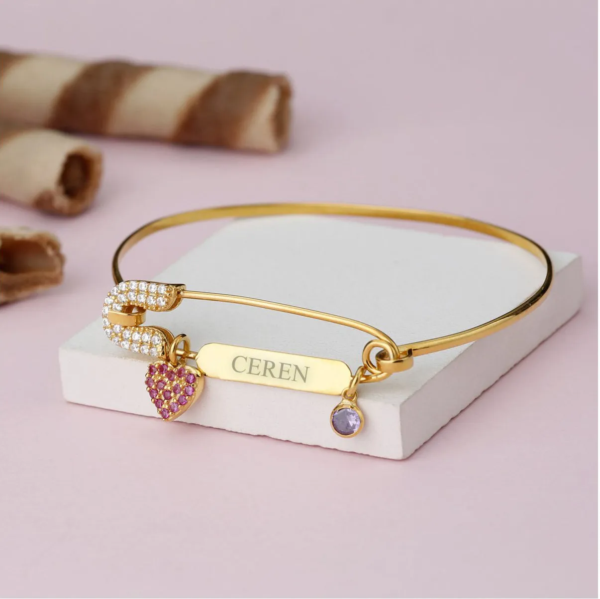Personalized Pink Cuff Bracelet