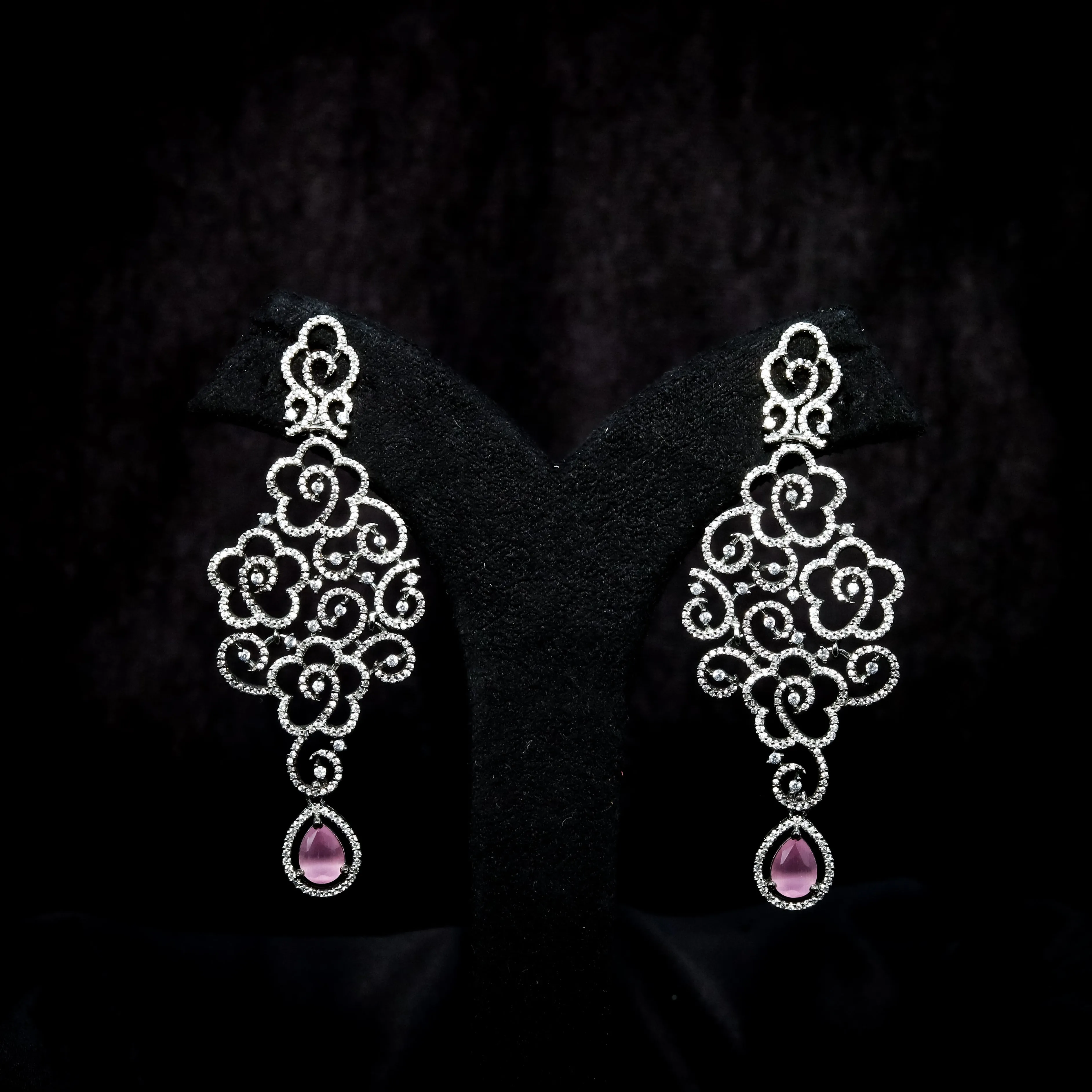 Pink Zircon/AD Earring 13229-0083